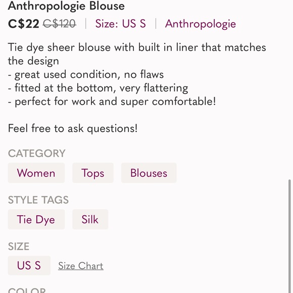 Anthropologie 100% Silk Tie Dye Airy Blouse - Picture 11 of 11